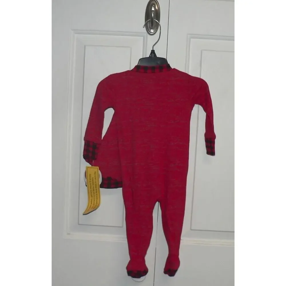PL Sleep Toddlers Long Sleeve Pajama & Hat Set in Red Santa 6M MSRP $32‎
